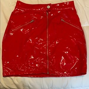 Leather Red Skirt